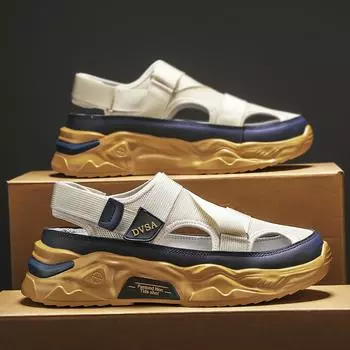 Летние мужские сандалии из натуральной кожи, мужская повседневная обувь, уличные мужские кожаные сандалии для мужчин, пляжная обувь, римская мужская обувь 39