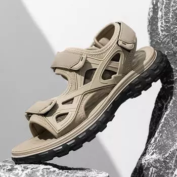 Летние мужские сандалии из натуральной кожи, мужская повседневная обувь, уличные мужские кожаные сандалии для мужчин, пляжная обувь, римская мужская обувь 39