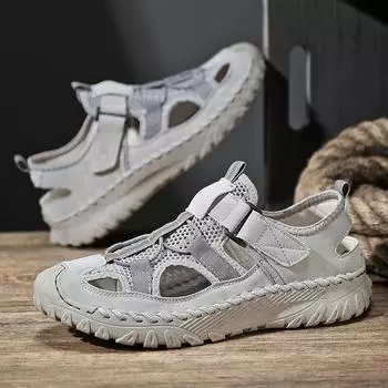 Летние мужские сандалии из натуральной кожи, мужская повседневная обувь, уличные мужские кожаные сандалии для мужчин, пляжная обувь, римская мужская обувь 38