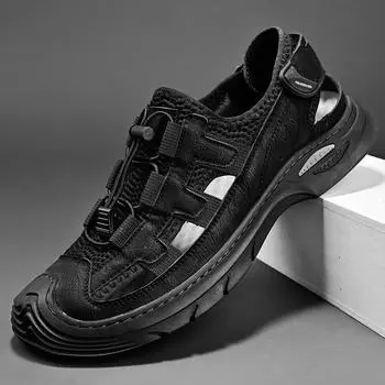 Летние мужские сандалии из натуральной кожи, мужская повседневная обувь, уличные мужские кожаные сандалии для мужчин, пляжная обувь, римская мужская обувь 38