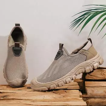 Летние мужские сандалии из полой кожи, пляжные сандалии с закрытым носком, спортивная обувь для активного отдыха, сетчатая обувь ручной работы 39 чёрный