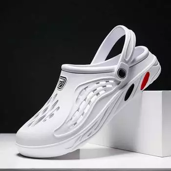 Летние мужские сандалии, легкая мужская повседневная обувь из ЭВА, обувь с дырками, сабо для влюбленных, домашний сад, уличные мужские пляжные тапочки на плоской подошве 36 чёрный