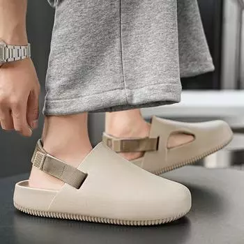 Летние мужские сандалии, легкая мужская повседневная обувь из ЭВА, туфли с дырочками, сабо для влюбленных, домашний сад, уличные мужские пляжные тапочки на плоской подошве, большой размер 45 40