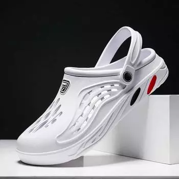 Летние мужские сандалии, легкая мужская повседневная обувь из ЭВА, обувь с дырками, сабо для влюбленных, домашний сад, уличные мужские пляжные тапочки на плоской подошве 36 чёрный