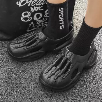 Летние мужские сандалии, легкая мужская повседневная обувь из ЭВА, обувь с дырочками, сабо для влюбленных, домашний сад, уличные мужские пляжные тапочки на плоской подошве, большой размер 40 бежевый