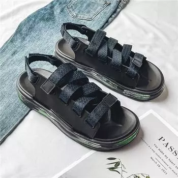 Летние мужские сандалии, летняя обувь для отдыха, мужская пляжная обувь, удобная мужская обувь, уличные мужские римские сандалии, шлепанцы, шлепанцы, шлепанцы 39 чёрный