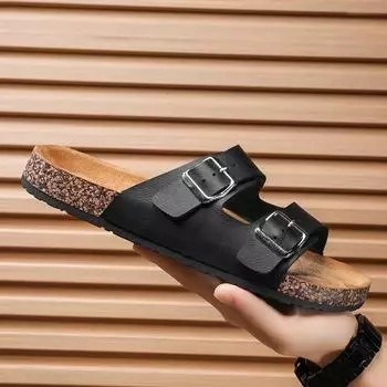 Летние мужские сандалии, летняя обувь для отдыха, мужская пляжная обувь, удобная мужская обувь, уличные мужские римские сандалии, шлепанцы, шлепанцы, шлепанцы 40 чёрный