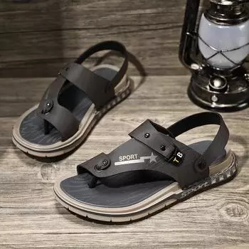 Летние мужские сандалии, летняя обувь для отдыха, мужская пляжная обувь, удобная мужская обувь, уличные мужские римские сандалии, шлепанцы, шлепанцы, шлепанцы 39 чёрный