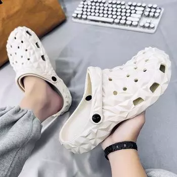 Летние мужские сандалии, модная пляжная обувь, повседневные мужские удобные дышащие туфли-пещеры, тапочки, мужские уличные тапочки 40