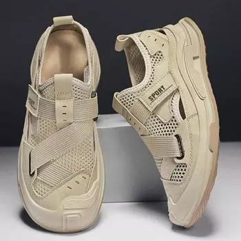 Летние мужские сандалии, модные уличные нескользящие пляжные тапочки на платформе, дышащая повседневная обувь для мужчин, модельерские сандалии 39