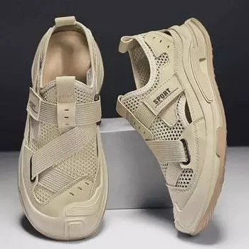 Летние мужские сандалии, модные уличные нескользящие пляжные тапочки на платформе, дышащая повседневная обувь для мужчин, модельерские сандалии 39