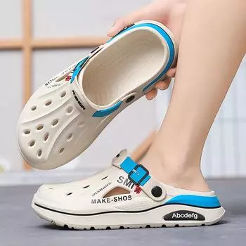 Летние мужские сандалии Нескользящие повседневные тапочки на толстой подошве Верхняя одежда Пляжная обувь на мягкой подошве Мужские сандалии-башмаки 38-39 бежевый