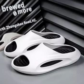 Летние мужские сандалии, популярные мужские туфли из ЭВА, на толстой подошве, для улицы и дома, мужские тапочки, мягкие пляжные шлепанцы, новый стиль, обувь для пар 36 чёрный
