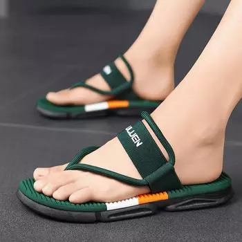 Летние мужские сандалии с Т-образным ремешком, повседневные шлепанцы, пляжные сандалии для мужчин 39 чёрный