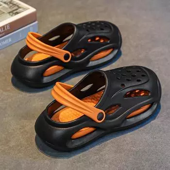 Летние мужские сандалии Сабо Повседневные пляжные тапочки Нескользящие полые тапочки Обувь для воды Унисекс Сандалии для плавания Босоножки Аква-обувь Домашние шлепанцы 38-39 чёрный