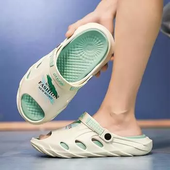 Летние мужские сандалии Сабо Повседневные пляжные тапочки Нескользящие полые тапочки Обувь для воды Унисекс Сандалии для плавания Босоножки Аква-обувь Домашние шлепанцы 40-41 чёрный