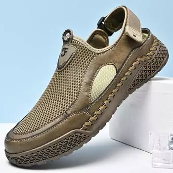 Летние мужские сандалии Сандалии для активного отдыха из сетки Мужские сандалии Шлепанцы Сандалии ручной работы Римские кроссовки для активного отдыха 39 хаки