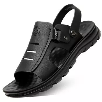 Летние мужские сандалии, удобная мужская обувь на плоской подошве из натуральной кожи, повседневная обувь высокого качества для мужчин 38