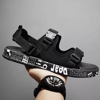 Летние мужские сандалии, уличные модные римские сандалии, пляжные нескользящие повседневные легкие тапочки с открытым носком, спортивные сандалии для мальчиков 35