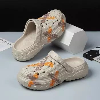 Летние мужские сандалии унисекс, повседневные легкие женские туфли на открытом воздухе из ЭВА, нескользящие, на толстой подошве, пляжные шлепанцы, садовая обувь для пар 40-41 чёрный