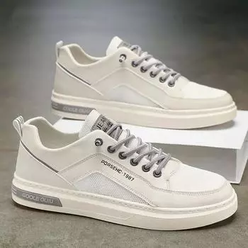 Летние мужские сетчатые кроссовки 2024 года, повседневная вулканизированная обувь, мужская модная дышащая обувь для ходьбы, новые удобные сетчатые туфли для тенниса 39 белый