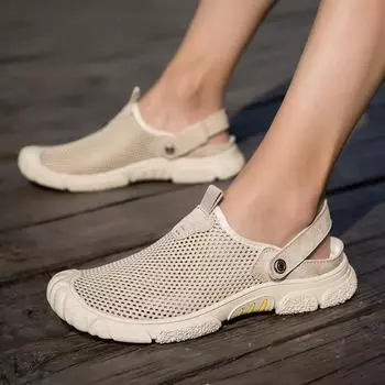 Летние мужские сетчатые кроссовки пляжные сандалии для альпинизма на открытом воздухе повседневные дышащие туфли на плоской подошве мужская удобная обувь для вождения 38