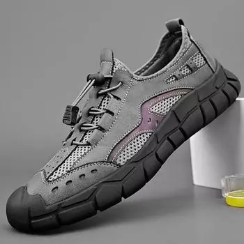 Летние мужские сетчатые кроссовки повседневная обувь на плоской подошве дышащая обувь для вождения 39 чёрный