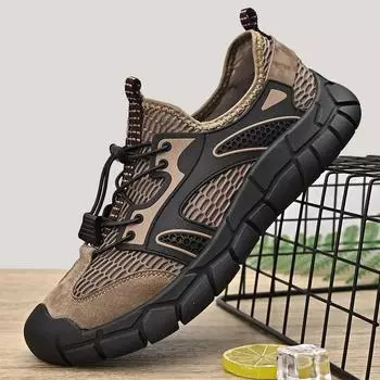 Летние мужские сетчатые повседневные туфли на плоской подошве, дышащие туфли для вождения, мужские кроссовки 39 чёрный