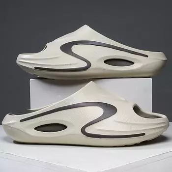 Летние мужские шлепанцы из ЭВА на толстой подошве с надписью A Sense of Shit 40 коричневый/хаки