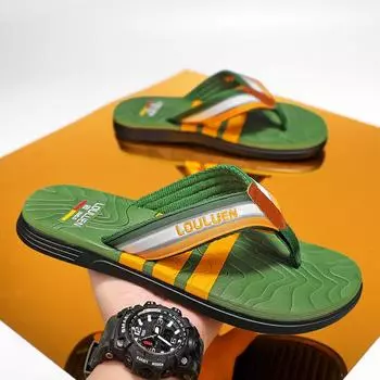 Летние мужские шлепанцы модные мужские пляжные сандалии уличные мягкие тапочки размер 39-45 39 зелёный