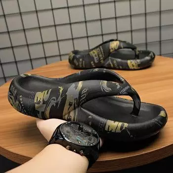 Летние мужские шлепанцы, высококачественные удобные пляжные сандалии, обувь для мужчин, легкие тапочки, мужская повседневная обувь, большой размер 43 44 35-36 чёрный