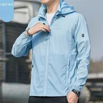 Летние мужские солнцезащитные пальто, мужские ультралегкие спортивные костюмы, верхняя одежда с капюшоном, мужские ветровки, повседневные однотонные куртки M серый