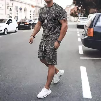 Летние мужские спортивные костюмы, модные мужские футболки и шорты, комплекты из 2 предметов, спортивная одежда с короткими рукавами, уличные футболки, костюмы XL