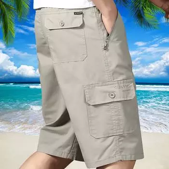 Летние мужские спортивные повседневные шорты, шорты для активного отдыха, свободные прямые шорты-карго большого размера, удобные хлопковые шорты для пляжа и бега 6XL чёрный