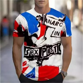 Летние мужские свободные повседневные футболки с круглым вырезом с 3D-цифровой печатью S