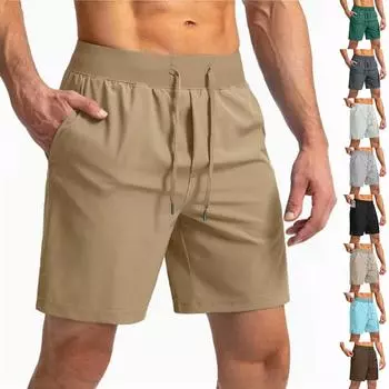 Летние мужские свободные спортивные брюки Ice Silk, модные тренировочные быстросохнущие повседневные спортивные брюки, шорты L чёрный