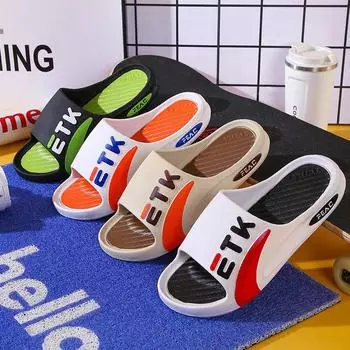 Летние мужские тапочки EVA мягкие уличные пляжные прогулочные тапочки плоские противоскользящие тапочки для душа мужские шлепанцы на толстой подошве 38-39 белый