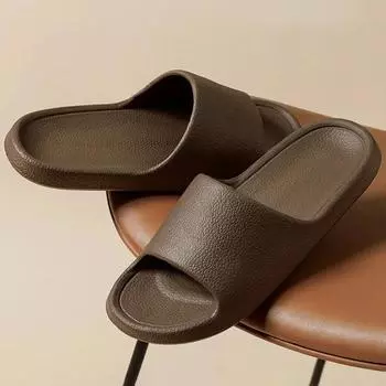 Летние мужские тапочки из ЭВА, однотонные, простые, нескользящие, на мягкой подошве, удобные тапочки для душа, уличная пляжная обувь 37 белый