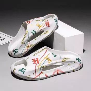 Летние мужские тапочки Летняя обувь для отдыха Мужская пляжная обувь Удобная мужская обувь Уличные мужские тапочки Модные шлепанцы Пара тапочек 38 белый