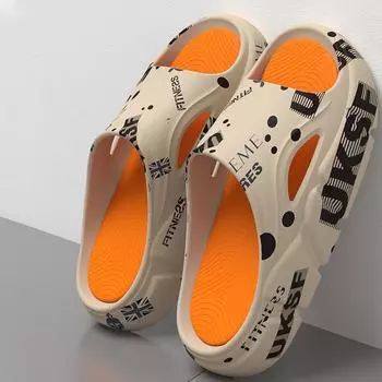 Летние мужские тапочки. Летняя обувь для отдыха. Мужская пляжная обувь. Удобная мужская обувь. Уличные мужские тапочки. Модные шлепанцы. 40 бежевый