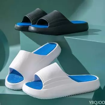 Летние мужские тапочки, модный дизайн, подиум, EVA, без запаха, толстая подошва, шлепанцы для бассейна и пляжа, мужские и женские тапочки для ванной в помещении 36-37 чёрный