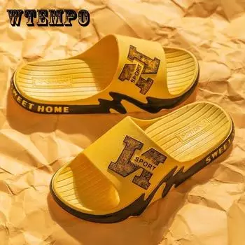 Летние мужские тапочки, нескользящие домашние тапочки для душа на мягкой подошве, универсальные однотонные повседневные тапочки на плоской подошве с принтом 44-45