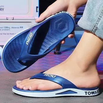 Летние мужские тапочки, противоскользящая уличная пляжная обувь, мужские шлепанцы, сандалии из материала ПВХ, удобная мягкая домашняя обувь, тапочки 46 чёрный