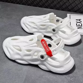 Летние мужские тапочки, удобные уличные сандалии на платформе, пляжные шлепанцы, мужские домашние шлепанцы, обувь для ванной комнаты 45 белый