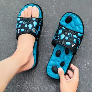 Летние мужские тапочки, уличная пляжная обувь, модные двухцветные тапочки со съемной подкладкой, сандалии с мягкой подошвой