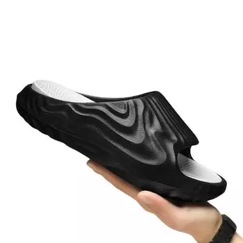 Летние мужские тапочки, уличные сандалии, пляжные, удобные, мягкие, для дома, новые, мужские, повседневные, садовые, мужские, домашние тапочки 40-41 черный белый