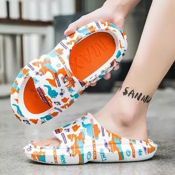 Летние мужские тапочки, женские шлепанцы, уличные домашние мягкие шлепанцы из ЭВА, мужские нескользящие пляжные туфли с толстой зубчатой подошвой и толстой подошвой 36-37 чёрный