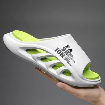 Летние мужские тапочкисупер мягкие нескользящие новые пляжные тапочки, износостойкие, модные, повседневные сандалии класса люкс из ЭВА на толстой подошве 35-36 белый