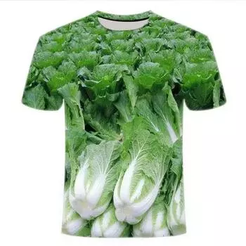 Летние мужские топы с коротким рукавом с 3d принтом фруктов и овощей, модные креативные повседневные свободные топы в стиле хип-хоп с круглым вырезом XS