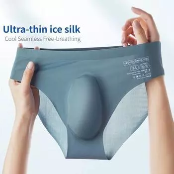 Летние мужские трусы из ледяного шелка, бесшовные трусы, мужское нижнее белье, мужские цельные ультратонкие прохладные качественные трусы 2XL